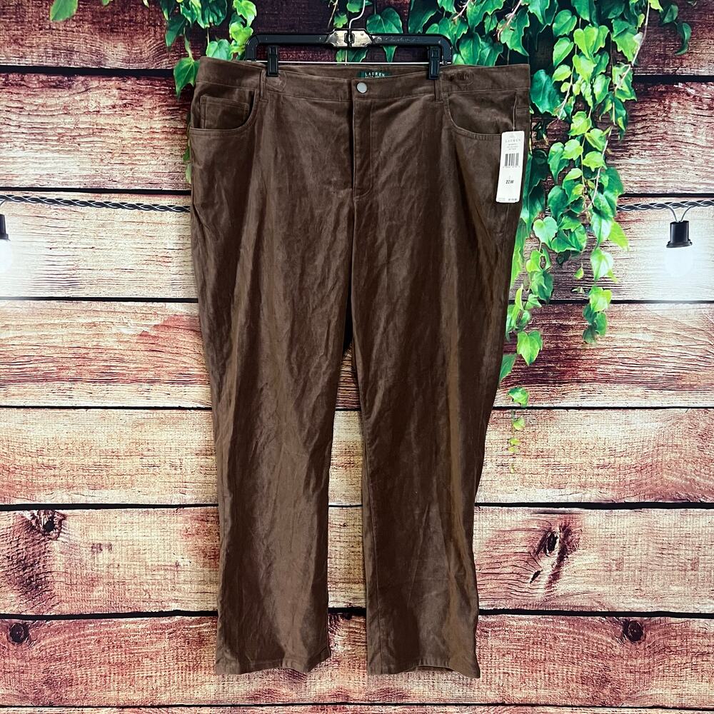 Lauren Ralph Lauren Corduroy Pants Womens 22W Brown Straight Leg Soft Velvet